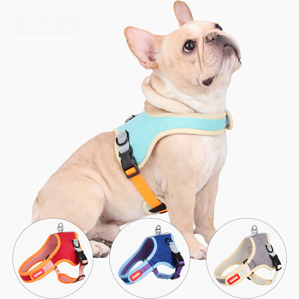 Reflective Suede Saddle Pet Harness Leash - All Accessories Depo