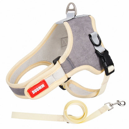 Reflective Suede Saddle Pet Harness Leash - All Accessories Depo