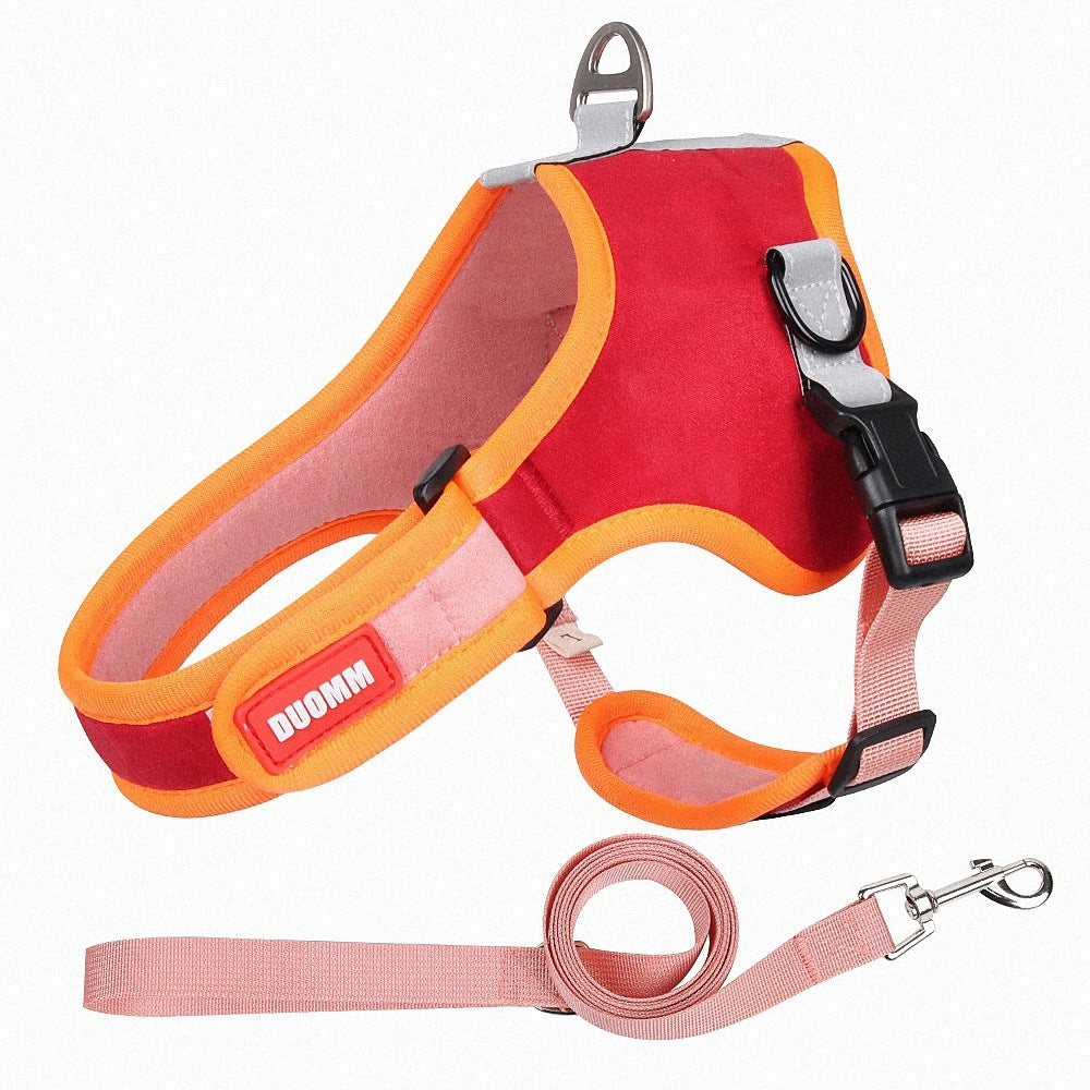 Reflective Suede Saddle Pet Harness Leash - All Accessories Depo