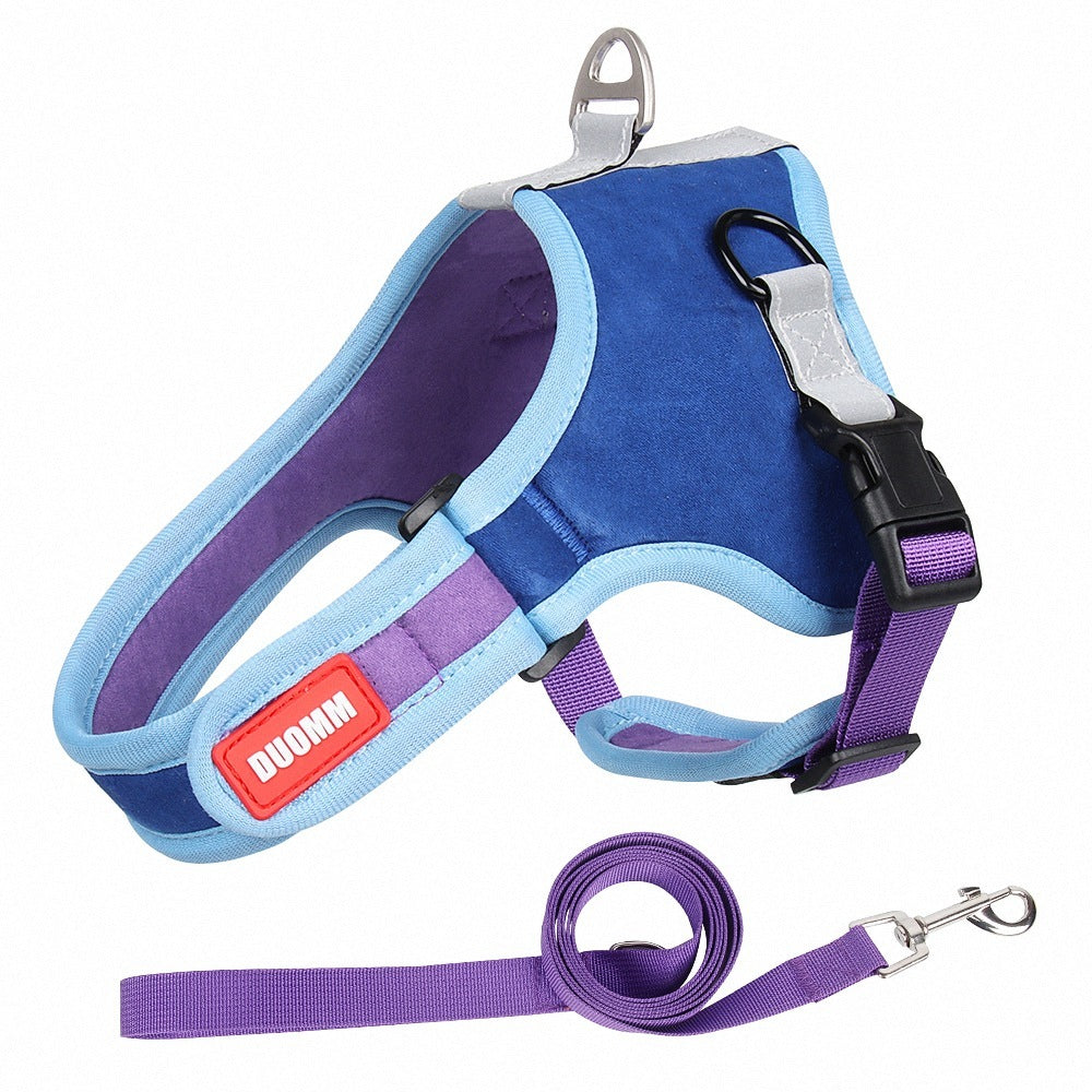 Reflective Suede Saddle Pet Harness Leash - All Accessories Depo