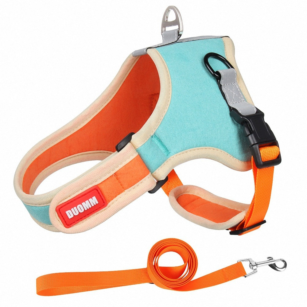 Reflective Suede Saddle Pet Harness Leash - All Accessories Depo